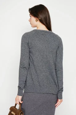 Gilet col v boutonné loup