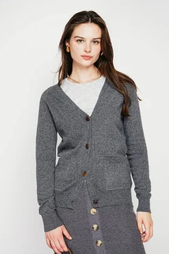 Gilet col v boutonné loup