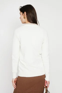 Gilet col v boutonné naturel