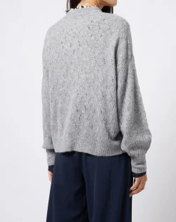 Gilet court en Maille mélangée dentelle gris moyen