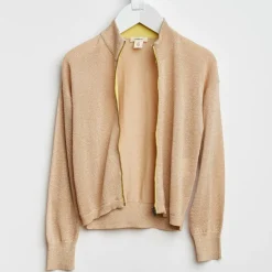 Gilet Donia zippé en Maille mélangé irisée sable