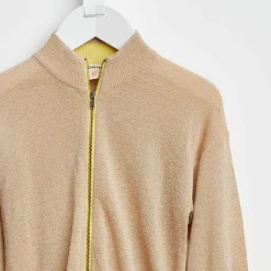 Gilet Donia zippé en Maille mélangé irisée sable