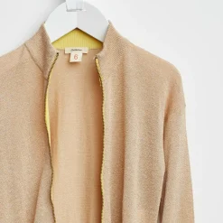 Gilet Donia zippé en Maille mélangé irisée sable