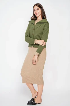 Gilet double col kaki