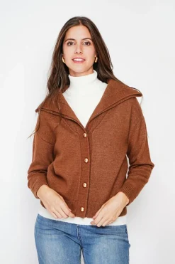 Gilet double col marron
