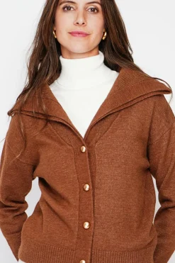 Gilet double col marron