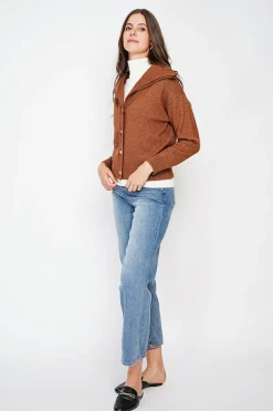 Gilet double col marron