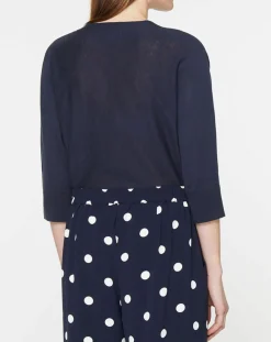 Gilet droit en Lin & Coton Mimosa bleu marine