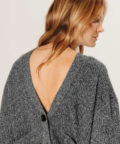 Gilet Eden en laine & Cachemire boutonné col V gris chiné