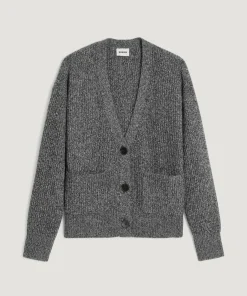 Gilet Eden en laine & Cachemire boutonné col V gris chiné