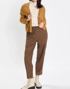 Gilet en Alpaga & Laine mélangés 3 Boutons kaki marron