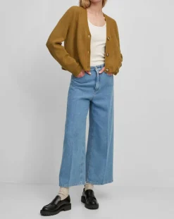 Gilet en Alpaga & Laine mélangés 3 Boutons kaki marron