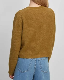 Gilet en Alpaga & Laine mélangés 3 Boutons kaki marron