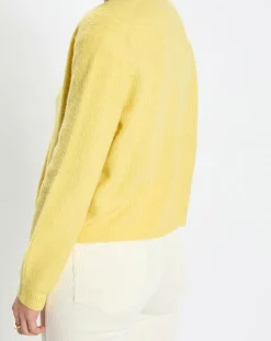 Gilet en Alpaga & Laine mélangés 3 Boutons jaune