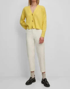 Gilet en Alpaga & Laine mélangés 3 Boutons jaune