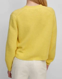 Gilet en Alpaga & Laine mélangés 3 Boutons jaune