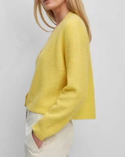 Gilet en Alpaga & Laine mélangés 3 Boutons jaune