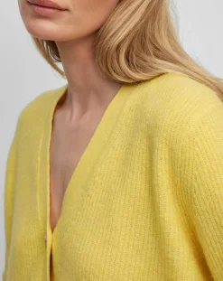 Gilet en Alpaga & Laine mélangés 3 Boutons jaune