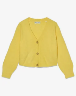 Gilet en Alpaga & Laine mélangés 3 Boutons jaune