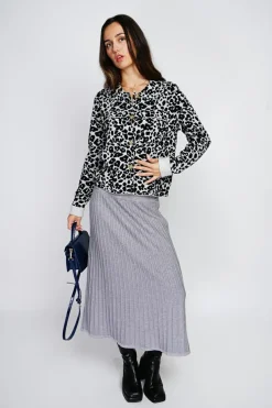 Gilet en Cachemire & Soie mélangés Léopard noir