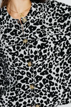 Gilet en Cachemire & Soie mélangés Léopard noir