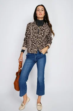 Gilet en Cachemire & Soie mélangés Léopard camel/marron