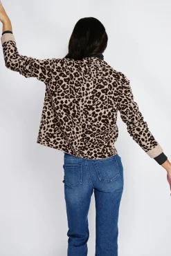 Gilet en Cachemire & Soie mélangés Léopard camel/marron