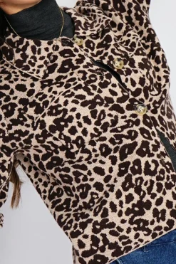 Gilet en Cachemire & Soie mélangés Léopard camel/marron