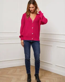 Gilet en Cachemire mélangé Liv fushia