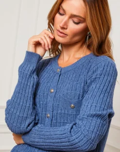 Gilet en Cachemire mélangé Stephanie indigo