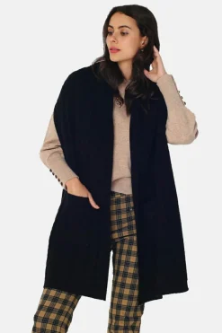 Gilet en Cachemire mélangé grand col noir