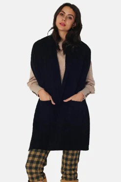 Gilet en Cachemire mélangé grand col noir