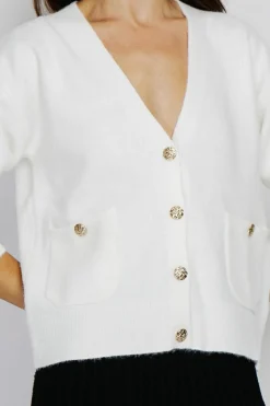 Gilet en Cachemire mélangé grand col naturel