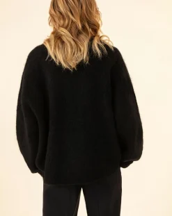 Gilet en Kidmohair & Laine mélangés Bonnie noir