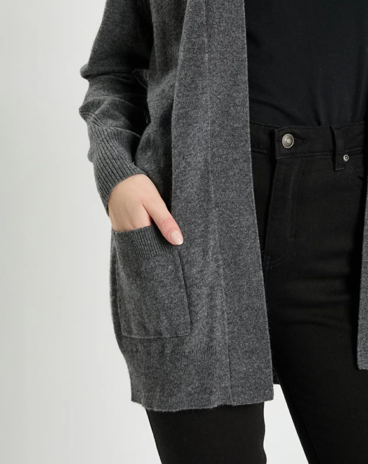 Gilet en Laine & Cachemire Susan gris foncé