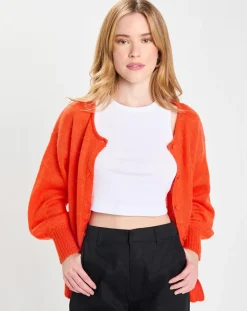 Gilet en Laine & Mohair mélangés Maille Boston 2 rouge moyen