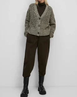 Gilet en Laine mélangée grosse maille marron/écru