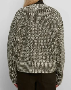 Gilet en Laine mélangée grosse maille marron/écru