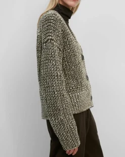 Gilet en Laine mélangée grosse maille marron/écru