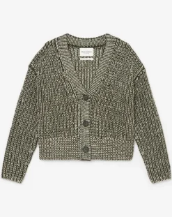 Gilet en Laine mélangée grosse maille marron/écru