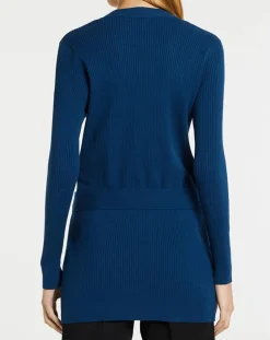 Gilet en Maille côtelée stretch Fernand bleu foncé