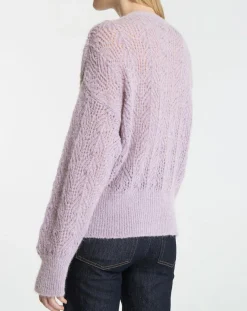 Gilet en Maille pointelle mousseuse Rina violet clair