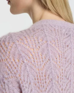 Gilet en Maille pointelle mousseuse Rina violet clair