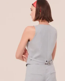 Gilet en tissu flammé bleu