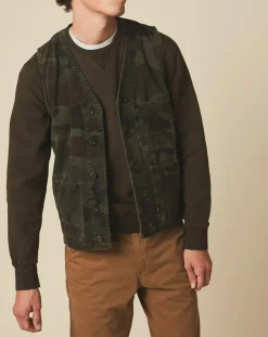 Gilet en Velours côtelé Will camo overdyed/vert forêt