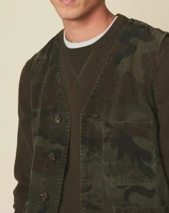 Gilet en Velours côtelé Will camo overdyed/vert forêt