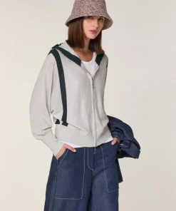 Gilet Ghislaine en Laine Bi-Couleur blanc