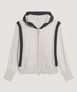 Gilet Ghislaine en Laine Bi-Couleur blanc