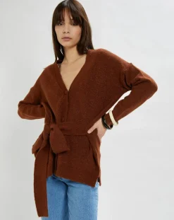 Gilet Hannae en Maille mélangée brique