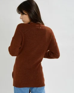 Gilet Hannae en Maille mélangée brique